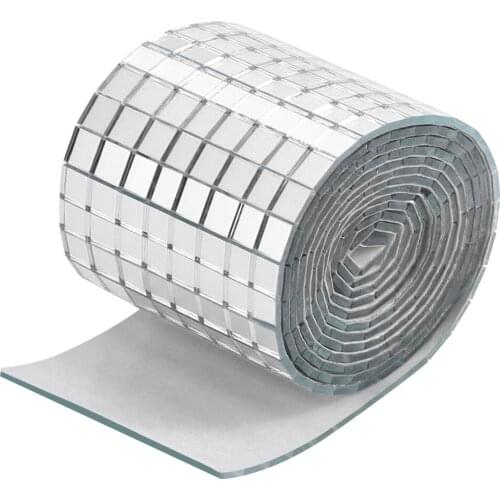 HEALLILY 1 Roll Self-adhesive Glass Mini Square Tiles Glass Mirror Mosaic Wall Sticker for DIY Craft Decoration