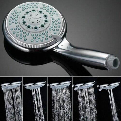 1pc High Pressure Shower Head 5 Mode Chrome Anti-limescale Water Saving Shower Head Bathroom Accessories