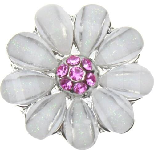 10pcs/lot 18MM Snap Button Jewelry Rhinestone Flower Pattern The Bloomer Snap Jewelry Fit DIY Snap Bracelet For Women