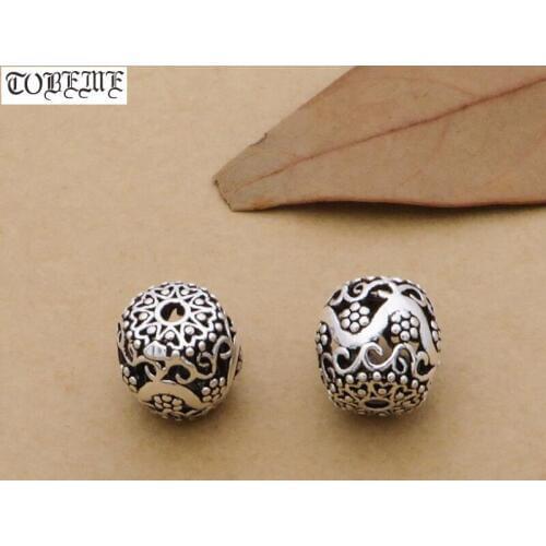 100% 925 Silver Flower Beads Sterling Silver Beads DIY Bracelet Beads Jewelry Findings