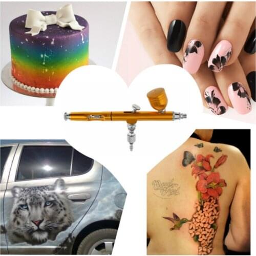 2 Colors/Set Dual Action Gravity Feed 0.3mm Gun Spray Airbrush Tattoo Nail Painting Kit