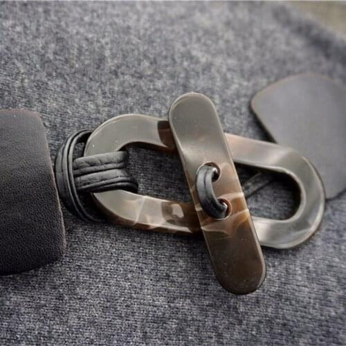 2 Pairs 17 CM Toggle Sewing Closures Buttons for Coat Jacket Duffle Resin Fasten Combined Buttons with PU Patches Sewing Supply