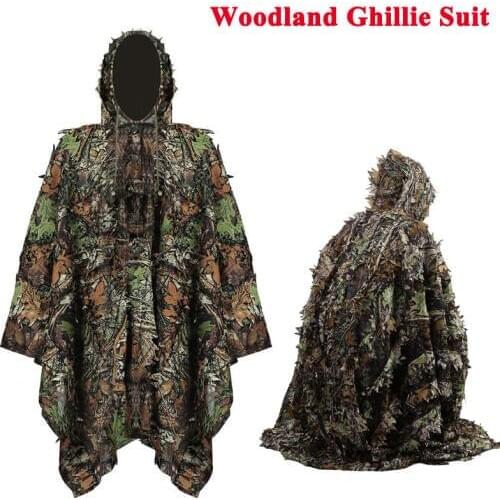 3D Woodland Leaves Cloak Tactical Clothes Outdoor Camouflage Airsoft Hunting Ghillie Suits Hunting Blind Uniform