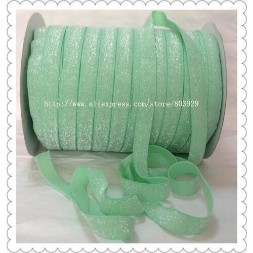 50yards/lot) Non - stretch 1.5" Frosted Mint Glitter Ribbon