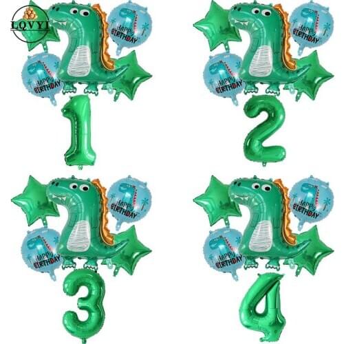 6pcs green Dinosaur Party Balloon Dinosaur Birthday Kids Party Decoration Baby Shower Globos Cumpleanos déco anniversaire dinosa