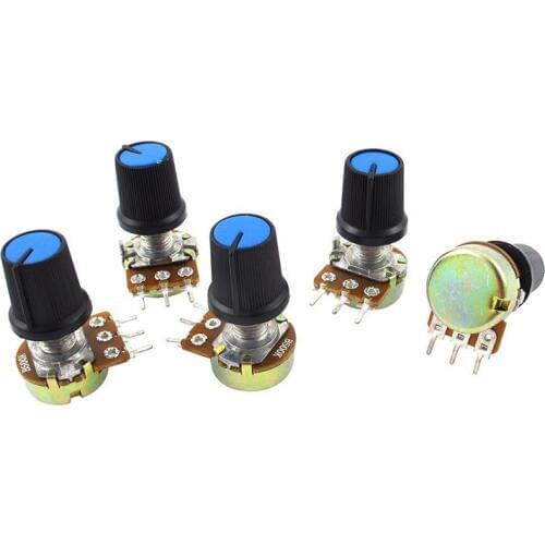 B500K 500K Ohm 3 Terminals Rotary Audio B Type Potentiometer 5Pcs