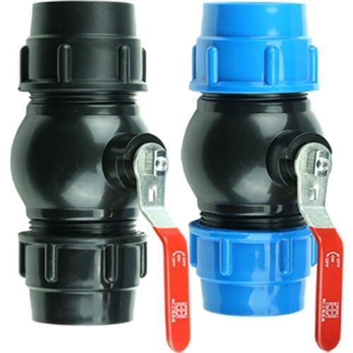 Free Shipping 20/25/32/40/50/63mm Plastic Water Pipe Steel handle Quick Valve Connector PE Tube Ball Valves Accessories