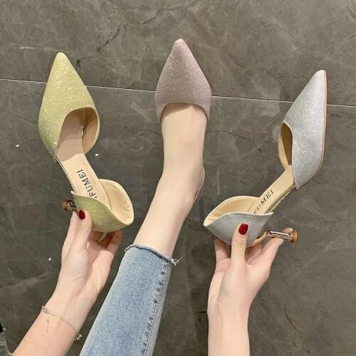 Summer fashion simple ladies high heels temperament pointed toe stilettos solid color casual sandals hot sale