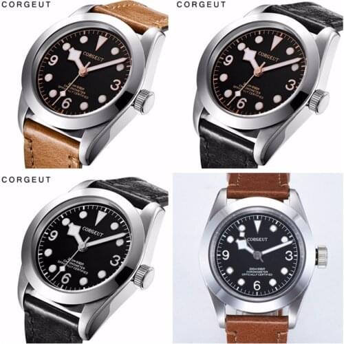 Mens Watch Automatic Mechanical Sapphire Glass Black Dial Fashion Mens Clock