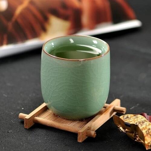 Japanese Longquan Celadon Teacup Kung Fu Tea Set Ceramic Creative Office Water Cup Handmade Porcelain Tea Bowl Gift Drinkware