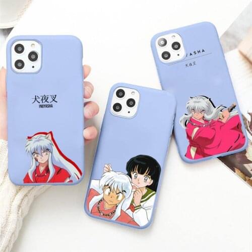 Anime Inuyasha 2020 Phone Case Candy Color Blue for iPhone 11 12 pro XS MAX 8 7 6 6S Plus X 5S SE 2020 XR