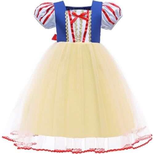 Baby Girl Summer New Style Ribbon Bow Carino Puffy Net Garza Puff Sleeve Princess Dress Girl Dress Stage Costume Prom Dress