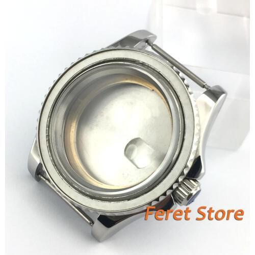 40mm Sapphire glass polish steel bi-directional watch case fit ETA 2836 Mingzhu 2813 DG movement watch