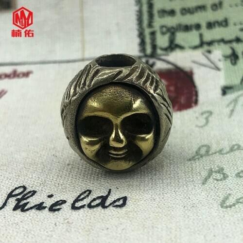 EDC Tool Brass Knife Beads White Copper Evil Spirit Doll Face Knife Beads Flashlight Bead Refers Tiger Bead Umbrella Rope Beads