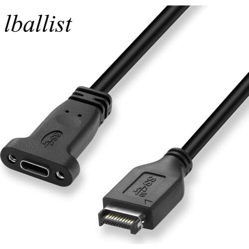 Lballist USB 3.1 Type E Male to USB 3.1 Type C Female Cable Foil+Braided Shielded with Bracket Panel