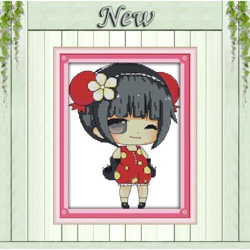 The boxing girl beautiful cartoon paintings counted printed on canvas DMC 14CT 11CT Cross Stitch Needlework Sets Embroidery kits