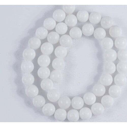 Natural Stone Beads Porcelain White Jade Agate Round Loose Beads for Making DIY Bracelet Earrings Accessories 15 4/6/8/10/12mm