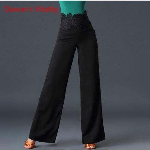 National Standard Dance High Waist Pants New Latin Dance Bottoms Female Adult Competition Performance Wide Leg Trousers