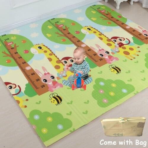 Floor Mat XPE Foldable Baby Playmat Waterproof Large Carpet with Bag 1cm Thick Home Kids Room Puzzle Road Carpet Crawling Pad