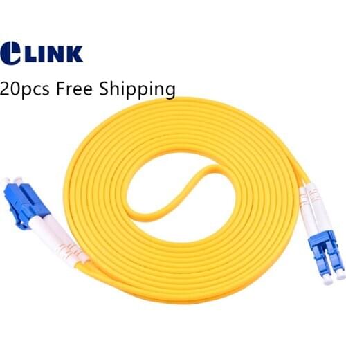 20pcs LC-LC UPC DX SM fiber patch cable Singlemode duplex 2.0mm 9/125um 1 2 3 4 5 7 Mtr optical fibre jumper free shipping ELINK