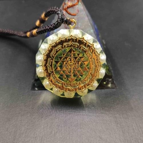 Orgonite Pendant Sri Yantra Necklace Sacred Geometry Chakra Energy Necklace Meditation Jewelry