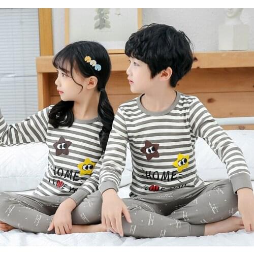 Autumn Winter Cotton Cartoon Pajamas Set Children Sleepwear Baby Clothes Boys Girls Pyjamas Suit Toddler Kids Nightwear Homewear
