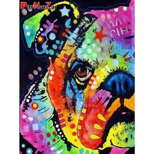 ParNarZar Hip Hop Dog DIY 5D Diamond Painting by Number Kit,Round Full Drill Arts Craft Canvas for Home Wall Decor Gift