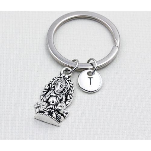 Ganesha Buddha Elephant Pendants/Keychain Keyrings/English Alphabet A To Z Letters Key Chain/Fashion Jewelry