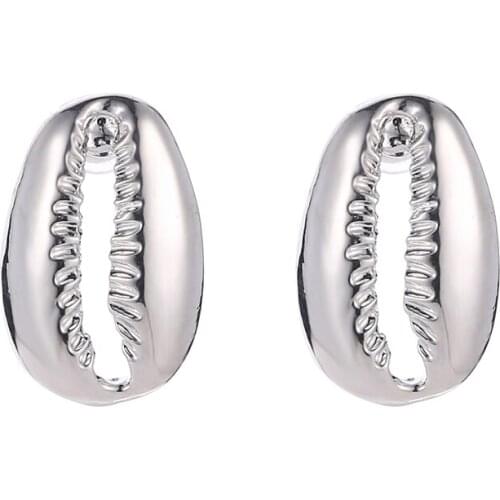 Simple Originality Trend Shell Alloy Golden Silver Plated Plated Stud Earrings Jewelry For Women