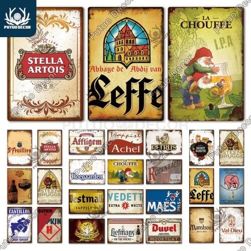 Putuo Decor Belgium Beer Brand Vintage Tin Sign Metal Sign Decorative Plaque Wall Decor Pub Bar Man Cave Club Decoration