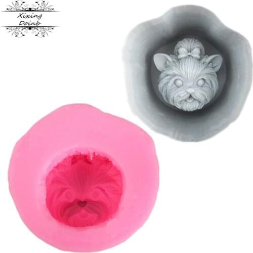 Cute 3D small dog head shape silicone mold kitchen baking cake decoration mold chocolate fudge Technology
