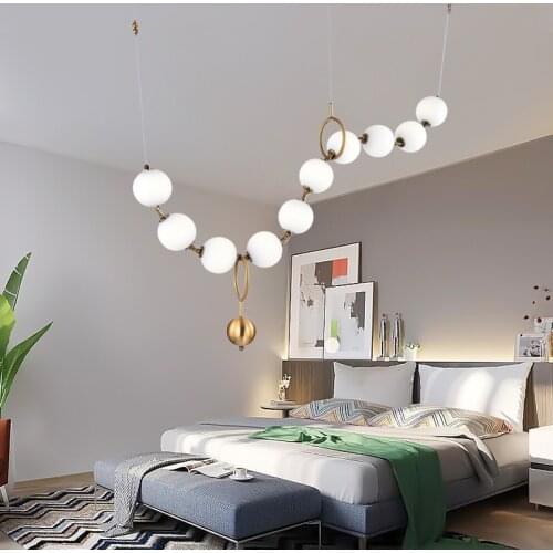 Modern LED Glass Lampshade Pendant Light Nordic Design Dining Room Hanging Lamp light fixtures Necklace Style LOFT Hanging light