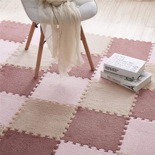 Bedroom Carpet Full Room Square Puzzle Plush Thickening Bedside Floor Washable Foam Stitching 10pcs