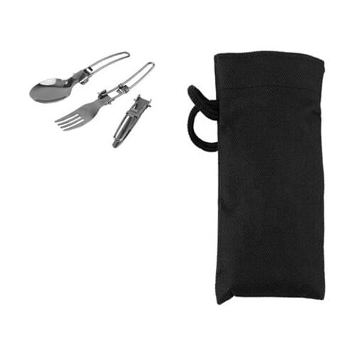 New Three-piece Picnic Tableware Spoon Fork Hot Outdoor New Folding Knife Stainless Steel Three-piece