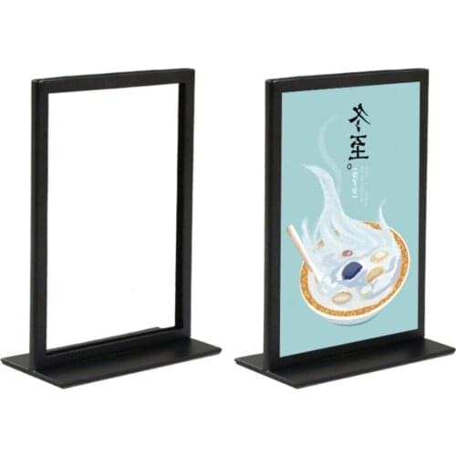 Top Guality A5 Two-side Table Interior Poster Display Stand in Store Black Powder Coated Surface Finish Hb35-08