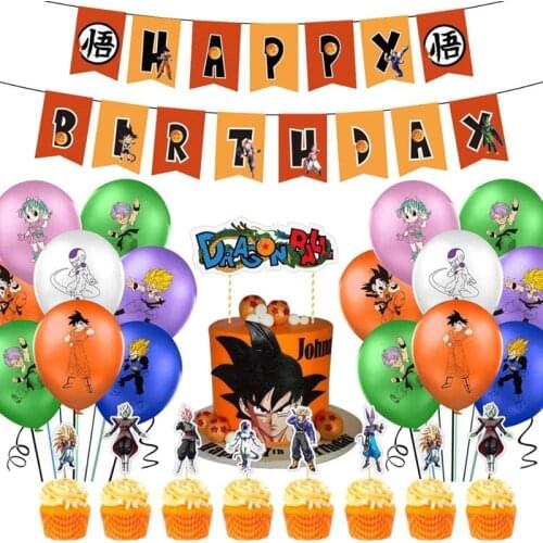 Birthday Party Decorations Latex Balloons Birthday Banner Cake Toppers Set Anime Party Supplies for Kids and Boys