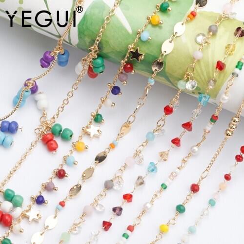 YEGUI C134,jewelry accessories,beads zircon chain,18k gold plated,0.3 microns,diy bracelet necklace,bohemian style,1m/lot