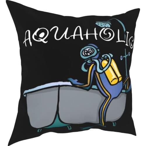 Funny Scuba Diving Pillowcase Printed Polyester Cushion Cover Decoration Diver Dive Pillow Case Cover Bedroom Square 45X45cm