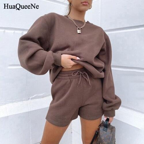 Roupas femininas com frete gratis Pulôver wool female casual and loose and shorts two pieces drawstring Roupas female