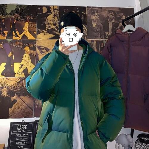 2021 Winter Newport Style Poster Wall Large Size Mens Colorful Reflective Cotton Hooded Bread Jacket