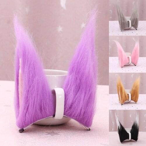 1 Pair Headwear Faux Fox Fur Cat Ears 9cm Party Cosplay Hair Clips Long Plush Hair Accessories Women Hairpins