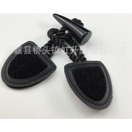 10pcs/lot 17cm Leather Buckle Resin Buttons Black Horn with Rope for Sweater Overcoat Clothes Sewing Accessories