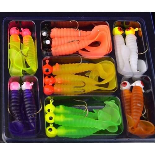 17 Pcs/Lot Fishing Lures Wobblers Carp Fishing Soft Bait Swimbait Tail Grub Lures Silicone Artificial Fishing Tackle Hooks Set