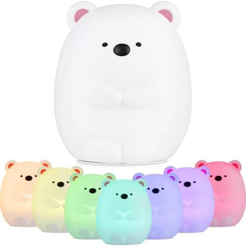 2019 Original Touch Sensor Silicone LED Colorful Bear Night Light Rechargeable Tap Control For Bedroom Living Room