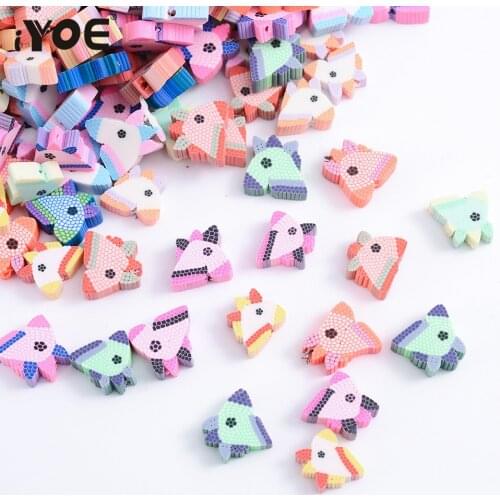 30/50/100pcs Polymer Clay Beads Mix Color Cartoon Animal Unicorn Loose Space Beads for Jewelry Making Diy Bracelet Necklace