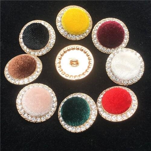 30pcs/lot velvet rhinestone Gold Bottom Metal Button for Sewing Scrapbook Jacket Blazer Sweaters Gift Crafts Handwork Clothing