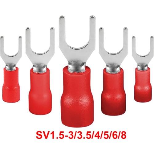 50/100pcs Insulated Spade Terminal Block Connector Electrical Furcate Lug Crimp Cable Wire Forked End Insulation