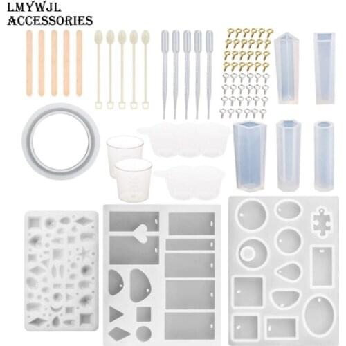 79 Pcs/Set of Epoxy Resin Jewelry Mold DIY Crystal Jewelry Pendant Bracelet Mold Measuring Cup Stirring Spoon Craft Accessories