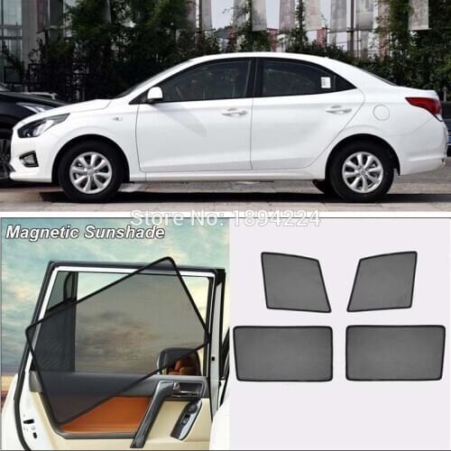 Car Full Side Windows Magnetic Sun Shade UV Protection Ray Blocking Mesh Visor For Hyundai Verna 2018
