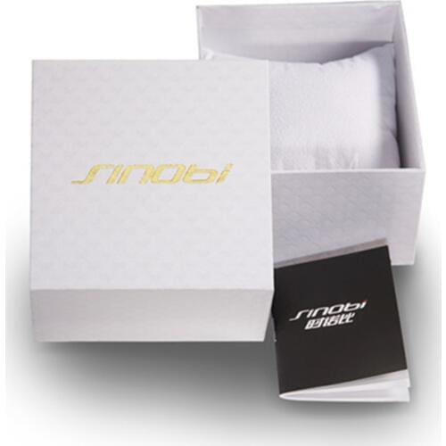 SINOBI Brand Paper Square Watch Box Watch Case Fashion Casual Gift Box SINOBI Watches Case White Watch Holder Gift Package